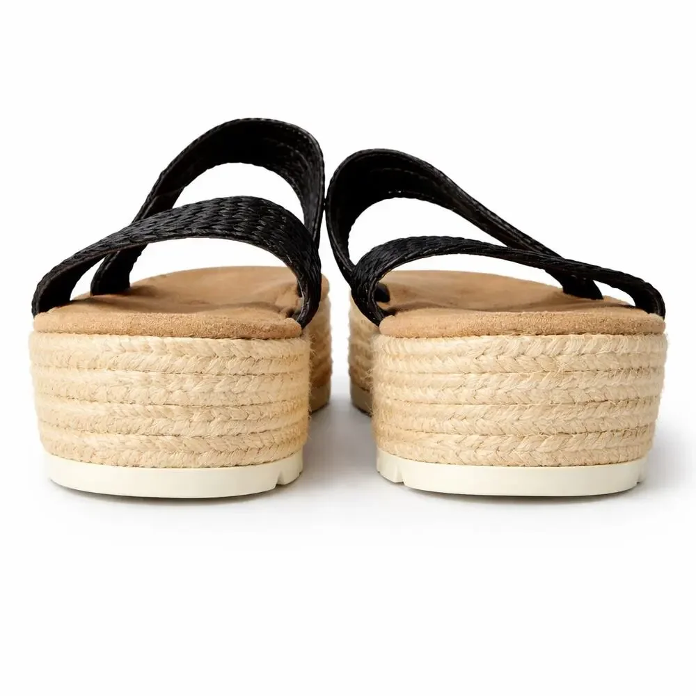Esprit Platform Espadrille Aria Casual Boho Chic Wedge Sandal Black Size 11